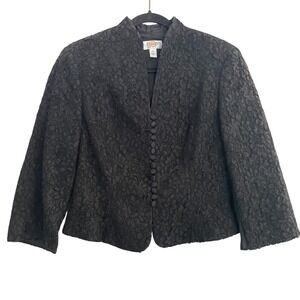 Talbots‎ Petites Black Lace Button Front Jacket Career Party Size 14 Whimsigoth